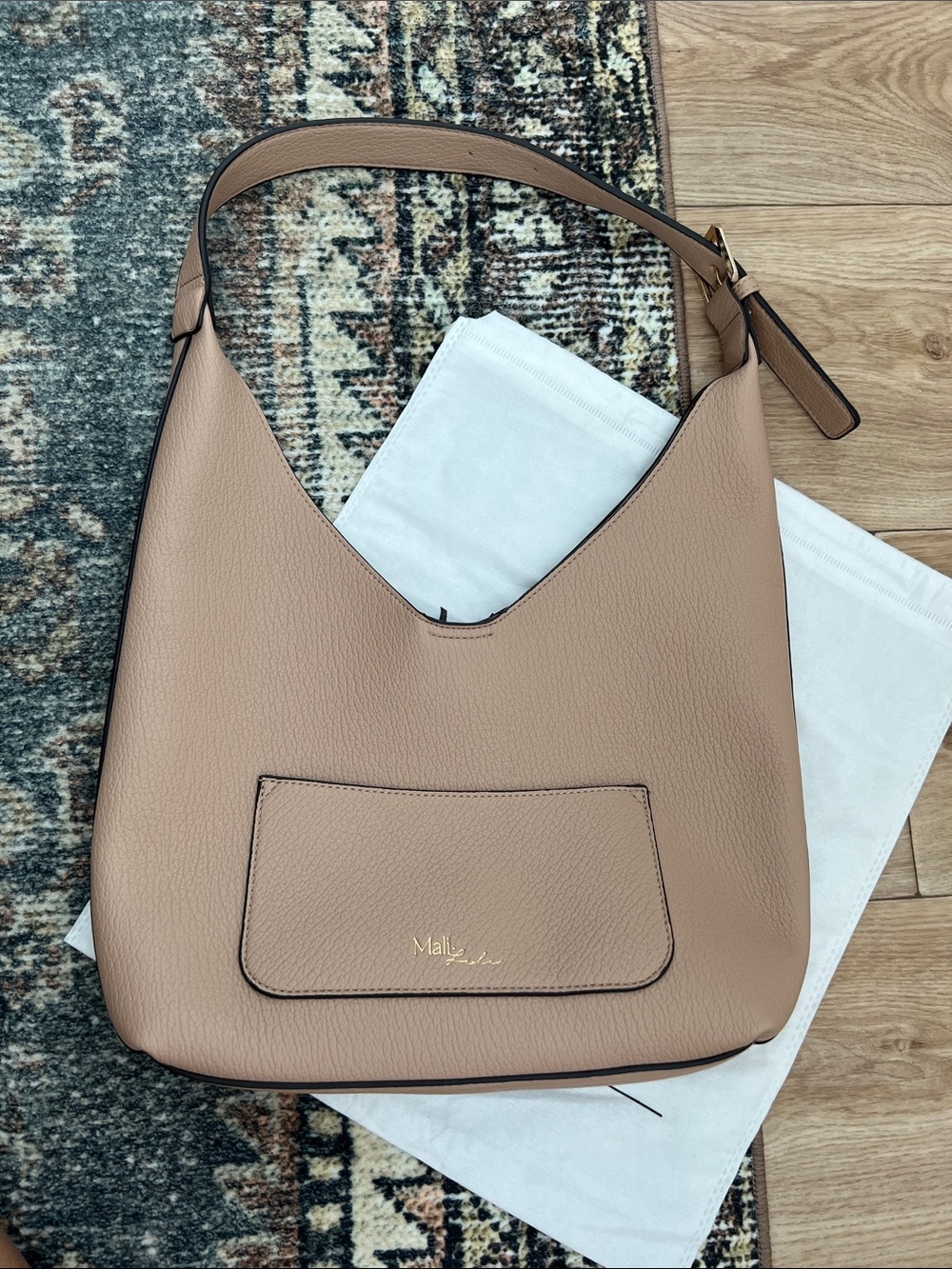 Mali + Lyle Taupe Leather Shoulder Bag